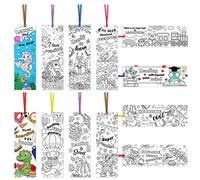 MWOOT 36 Piezas Color Your Own Marcapaginas Papel, Marca Paginas Bricolaje de Doble Cara Paper Bookmarks for Kids, Inspiradores Marcadores para Niños Estudiantes Escuela Lectura (12 Estilos,15x5CM)