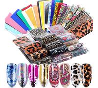 Mwoot 50 Diseños Nail Art Foil Sticker, Pegatina Calcomanías Uñas Transferencia Foils Transfer Cielo Estrellado Herramienta para Decoración de Uñas Manicura DIY