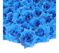 MWOOT 50 Piezas Rosas Artificiales Azul, Cabezas de Flores Falsas, Rosas de Seda para Manualidades, Pequeñas Flores Falsas para Bricolaje Ramos de Boda Día de San Valentín Fiesta Decoración