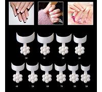 Mwoot 500 Piezas Puntas de Uñas Postizas, Crescent Shape Short Nail Tips, francesa Falsas Acrílico Uñas Postizas para Manicura y Diseños Uñas DIY, 10 Tamaños (Blanco)