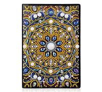 MWOOT 5D DIY Mandala A5 Diamante Pintura Cuaderno, Bricolaje Diamond Pasted Painting Notebook Kits, Bordado de Punto de Cruz Diario de Cuero en Blanco Libreta para Escuela Oficina Estudiantes