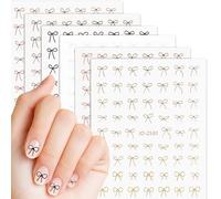 MWOOT 6 Hojas Arco Pegatinas Uñas, Bow Nail Stickers Decorations, Arco Self-Adhesivas Pegatinas para Uñas, Nail Art Cute Bow Accesorios Nails Decals, Nails Strips Gift para Mujer Women Fingernail
