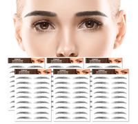 MWOOT 6 hojas pegatinas de cejas 4D parche, 4D Eyebrow Tattoos pegatinas biónicas para cejas, plantillas de tatuaje impermeable para mujeres (negro-05)