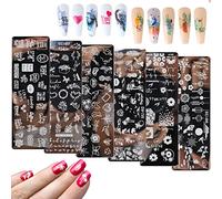 MWOOT 6 Piezas Nail Stamping Plates,Multi-Elemento Placas de Uñas,Nail Art Stamping Plantillas,Uñas Arte Del Sello Placas Estampado Manicura Decoracion