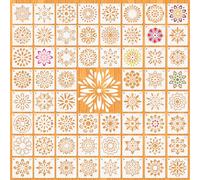 MWOOT 60 Piezas Plantillas de Mandala, Diseño Floral en Plástico para DIY, Modelo de Dibujo Reutilizable, Stencils para Aplicar en Piedra, Tela, Pared y Lienzos Decorativos (5x5 cm)