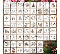 MWOOT 60 Piezas Plantillas Navidad para Pintar en Madera - Plantillas Manualidades, Plantilla Dibujo Vacaciones para Lienzo, Pared, Adornos Árbol Navidad y Decoración del Hogar DIY