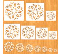 MWOOT 7 Piezas Plantillas de Mandala, 7 Tamaños Diseño Floral en Plástico para DIY, Modelo de Dibujo Reutilizable, Stencils para Usar en Piedra, Tela, Pared y Lienzos Decorativos 8-20 CM