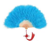 MWOOT Abanico Plumas Marabú,Estilo la Vendimia 1920 Abanico Plumas Mano,20s Ventilador Plegable Decorativo para Boda Víspera Todos los Santos Espectáculo Baile Fiesta Té Decoración disfraces - Azul