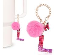 MWOOT Charm Letra Mujeres Compatible con Stanley Tumbler, llavero Letra Inicial A, llavero Alfabeto en Mayúsculas Resina, Rojo L