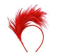 MWOOT Diadema Plumas, Tocados Fascinator de Década 1920,RojoTocado de plumas, Accesorios Cabello para Cóctel Boda Fiesta del té
