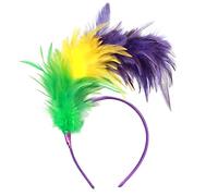 MWOOT Diadema Plumas, Tocados Fascinator de Década 1920,Verde Púrpura Amarillo Tocado de plumas, Accesorios Cabello para Cóctel Boda Fiesta del té