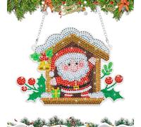 MWOOT DIY Navidad Diamante Pintura Colgante Pendant, Santa Claus 5D Diamond Art Painting Adornos Colgantes con Cadena, Christmas Colgante Ornaments para Principiantes Pared Ventana Hanging Decoración