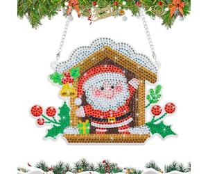MWOOT DIY Navidad Diamante Pintura Colgante Pendant, Santa Claus 5D Diamond Art Painting Adornos Colgantes con Cadena, Christmas Colgante Ornaments para Principiantes Pared Ventana Hanging Decoración