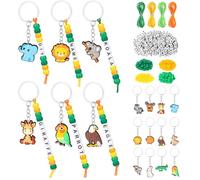 MWOOT Kit para Hacer Llaveros de Animales de la Selva, DIY Llaveros Colgante de Animal, Cuentas con Letras para Manualidades, Regalo de Cumpleaños, Recuerdos de Fiesta con Temática de Bosque