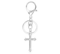 MWOOT Llavero de Cruz, Portallaves Coche de Acero Inoxidable, Cross Keychains Llavero con Cruzado, Porta Chaves Mulher Masculino (Plateado)