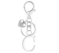 MWOOT Llavero del Alfabeto de Acero Inoxidable, Llavero Colgante de Plata Letras C,Letter Keychains Llavero con Inicial, Colgante en forma de corazón,Colgantes Iniciales, Llaveros Originales (C)