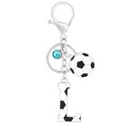 MWOOT Llavero Futbol de Letra Inicial, Llavero Nombre con Colgante de Fútbol para Niño Niña, Llaveros de Regalo para Amantes del Fútbol para Bolso Mochila Llave de Coche y Puerta(L)