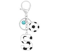 MWOOT Llavero Futbol de Letra Inicial, Llavero Nombre con Colgante de Fútbol para Niño Niña, Llaveros de Regalo para Amantes del Fútbol para Bolso Mochila Llave de Coche y Puerta(S)