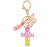 MWOOT Llaveros Cruces Cristianos Biblicos Llaveros Mochilas Bolsos Dijes para Mujeres Niñas Mariposa Colgante Llaveros