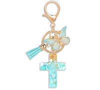 MWOOT Llaveros Cruces Cristianos Biblicos Llaveros Mochilas Bolsos Dijes para Mujeres Niñas Mariposa Colgante Llaveros, Azul