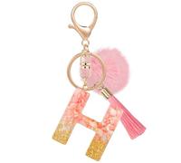 MWOOT Nombre Letra inicial H Llavero, Rosa Llaveros de Coche para Mujeres, Encantos Resina para Llave de Puerta Llave del Coche Decoración del Bolso