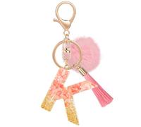 MWOOT Nombre Letra inicial K Llavero, Rosa Llaveros de Coche para Mujeres, Encantos Resina para Llave de Puerta Llave del Coche Decoración del Bolso