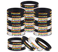 MWOOT Pulseras Orgullo Gay, 30 Piezas LGBT Lesbiana Orgullo Gay Esposas, LGBTQ Pulseras Silicona, Pulseras Arcoiris para Suministros Desfile Orgullo
