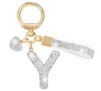 MWOOT Purpurina Estrás Letras Llaveros, Plata Nombre Keychain Mosqueton, Bonitos Cadena Letras Llaveros Regalos para Friends, Keyring Mujer Pack Mochilas Colgante Brillo Decorativas Llaveros(Y)