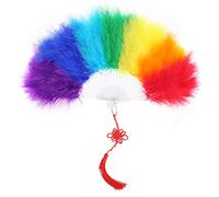 MWOOT Vistoso Marabú Abanico Plumas, LGBTQ Orgullo Abanicos plegables para Orgullo GayDesfile Orgullo, Arcoíris Abanicos para Mes del Orgullo Bailar Actuación Accesorios