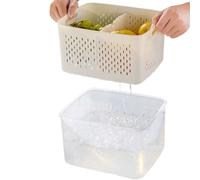 Mwqpgyh Caja de almacenamiento de alimentos para frigorífico, organizador de | Apto para alimentos con desagüe dividido para preparar comida, ensalada, restaurante sobras
