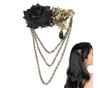 Mwqpgyh Horquilla de calavera rosa, pinzas para el pelo Steampunk,Horquilla vintage para mujer Skull Rose | Pinza para el cabello estilo steampunk vintage multifuncional para uso diario, salidas