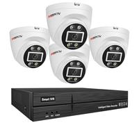 MWRCTV Sistema de cámara de seguridad PoE 4K, 4 cámaras PoE con cable de 8 MP para seguridad del hogar, lente gran angular HD de 2.8 mm, luz dual inteligente, detección de humanos/vehículos con