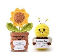 MWRWRR Pocket Hug - Abrazo de la suerte con girasoles, regalo positivo, patatas positivas, girasol de la suerte, abrazo de bolsillo de abeja positiva y pequeño abrazo de la suerte (plata)