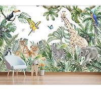 MWSSEGGE - Papel pintado no tejido de animales de la selva jirafa elefante león póster para pared (366 x 254 cm)