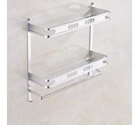 MWUCAIXIA Estante de baño, ducha de 2 capas, cesta de champú de aluminio, estante de baño multifunción para cocina (tamaño: 59,5 cm)