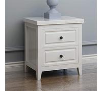 MWUCAIXIA Mesita de noche, mesita de noche, cama con 2 cajones de almacenamiento, mesa de café para dormitorio, una pieza (color: azul oscuro) (blanco)
