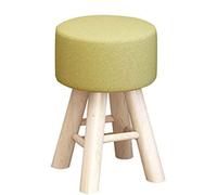 MWUCAIXIA Taburete otomano de lino, reposapiés pequeño, suave, compacto, redondo, acolchado, reposapiés con funda desmontable de lino, para el hogar, sala de estar, dormitorio (Matcha)