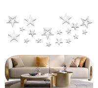 MWUMRCM Espejos Pared Decorativos, 30 Piezas Etiqueta de la Pared del Espejo de la Estrella Plateada Acrílico Espejos Adhesivo Decorativos Pegatina para el Dormitorio Decoración Adornos Pared
