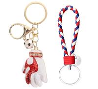 MWUMRCM llavero guante llavero de futbol llavero de coche llavero con forma de guante llavero pelota deportiva recompensa de carnaval llaveros inspiradores llavero colgante Metal(rojo)