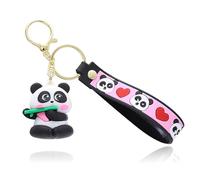 MWUMRCM Llavero, Llavero de panda, Llavero inicial para llavero panda rojo, color rosa, bonito corazón, llavero para mochila, mochila escolar