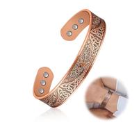 MWUMRCM Pulsera Magnética de Cobre Rojo con 6 Imanes Brazalete de Cobre Pulsera de Imán Sólida Brazalete con Imanes de Energía, Tamaño Ajustable