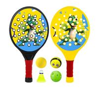 MWZBTG Juego De | Palas De con Diseño De Dinosaurios Tiernos 2 Palas - Accesorios Deportivos Ligeros con 4 Pelotas Portátil para Niños Y Niñas