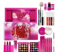 MWZBTG Kit De Maquillaje - Set De Maquillaje Completo Para Rostro Ojos Y Labios | Cosméticos Diarios con Cepillo, Lápiz Labial, Máscara de Pestañas y Rubor para Amigos, Familia, Compañeros de Clase