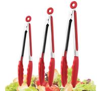 MWZBTG Pinzas De Cocina Para Cocinar - 3 Piezas de Utensilio Resistente al Calor | Pinzas Para Alimentos De Acero Inoxidable Con Puntas De Silicona - Para Cocinar, Cocina, Barbacoa Y El Hogar