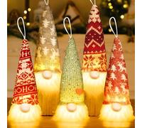 MWZEAUL Gnomos de Navidad con Luz Led, 5 Piezas Muñecos Gnomo Navidad Iluminado, Gnomos Navideños de Tela Peluche, Gnomo Navidad Decoración Hecha a Mano, Adornos de Navidad para Casa, Mesa