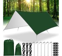MWZEAUL Toldo de Camping 3x3M, Tienda de Campaña Tarp Impermeable con 6 Cuerdas, 6 Clavos de Tierra, 2 Bolsa de Guarda, Lona Toldo Camping Accesorios para Vivac, Picnic, Playa, Hamaca,Furgoneta,Camper