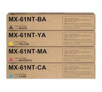 MX-61NT - Paquete de 4 cartuchos de tóner (negro, cian, magenta y amarillo) de repuesto para cartucho de tóner Sharp MX-61NT-BA MX-2651 MX-3051 MX-3071 MX-3551 MX-4051 MX-4071