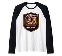MX USA American Motocross Rider Dirt Bike Lover Dirt Bike Camiseta Manga Raglan