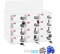 MXBAOHENG 12 Slot Caja de almacenamiento de acrílico para teléfono móvil Armario de almacenamiento para teléfono móvil montado en la pared con Cerradura de Puerta y Llave Organizador de teléfono móvil