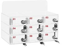 MXBAOHENG 9 Slot Caja para moviles Armario de almacenamiento de acrílico para teléfono móvil montado en la pared con Cerradura de Puerta y Llave, Armario para guardar móviles